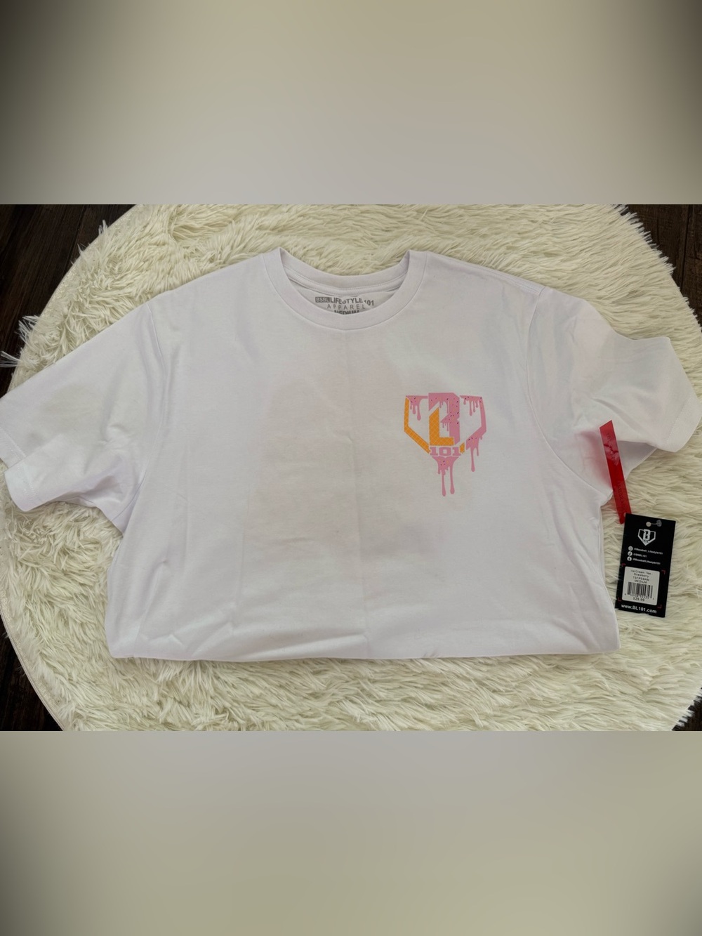 NWT Baseball Lifestyle Graphic Tee Size Adult Medium- White-Ice Cream Drip - Picture 2 of 5